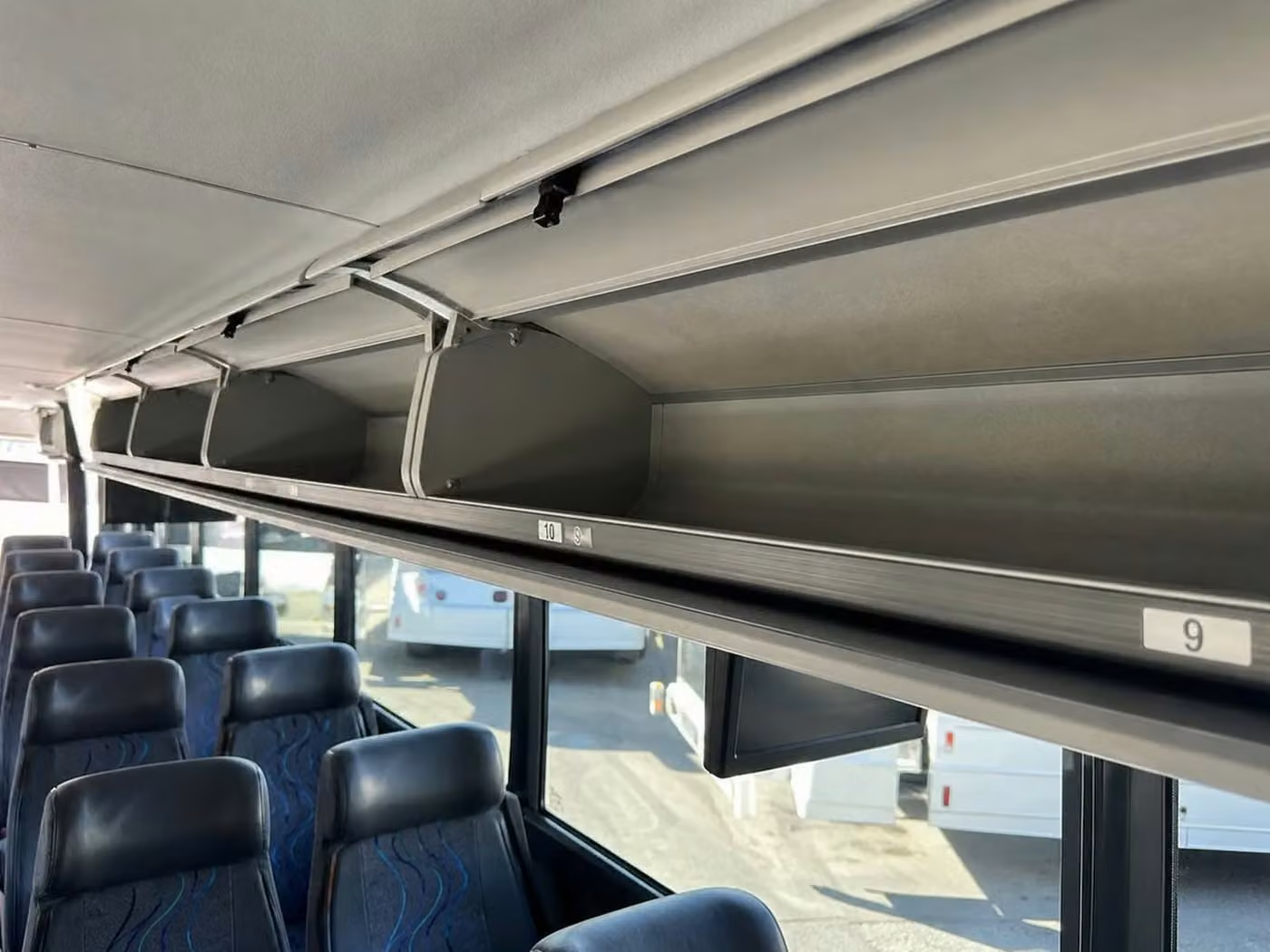 la porte 56 passenger charter bus overhead storage