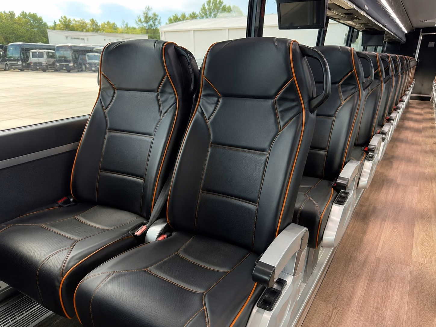 la porte full size 56 passenger charter buses for large la porte guest lists