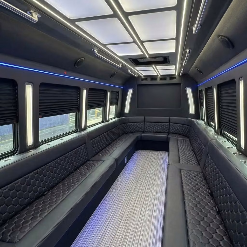 la porte party bus wraparound seating